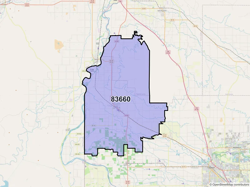 Map of ZIP Code 83660 — Parma, ID