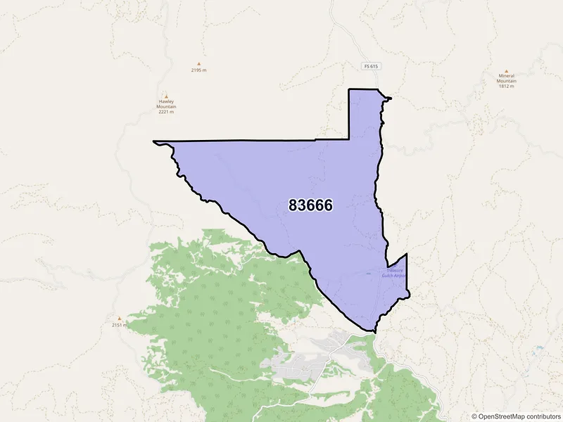 Map of Placerville, Idaho and ZIP codes
