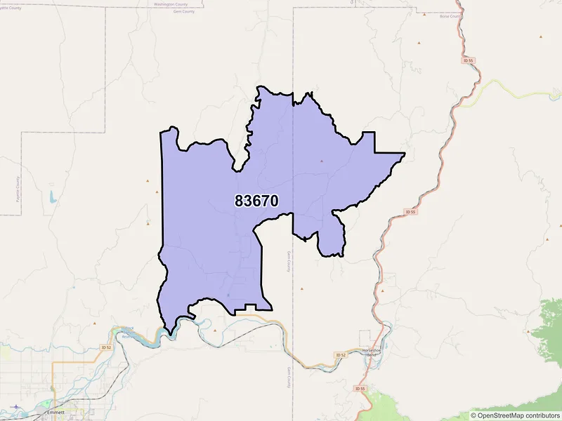 Map of ZIP Code 83670 — Sweet, ID