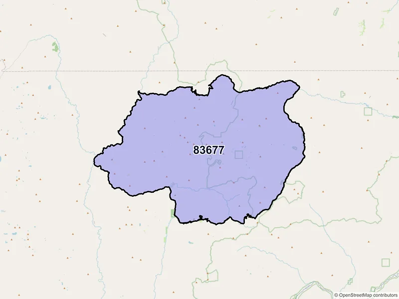 Map of ZIP Code 83677 — Yellow Pine, ID