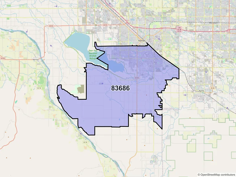 Map of ZIP Code 83686 — Nampa, ID