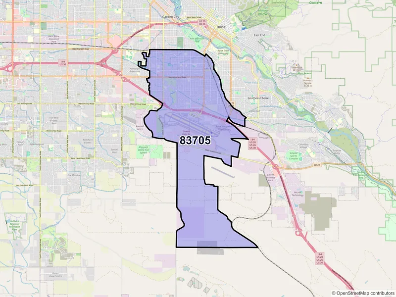 Map of ZIP Code 83705 — Boise, ID