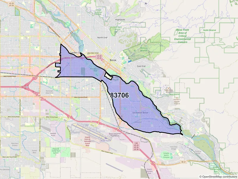 Map of ZIP Code 83706 — Boise, ID