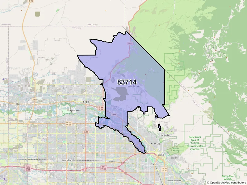 Map of Garden City, Idaho and ZIP codes