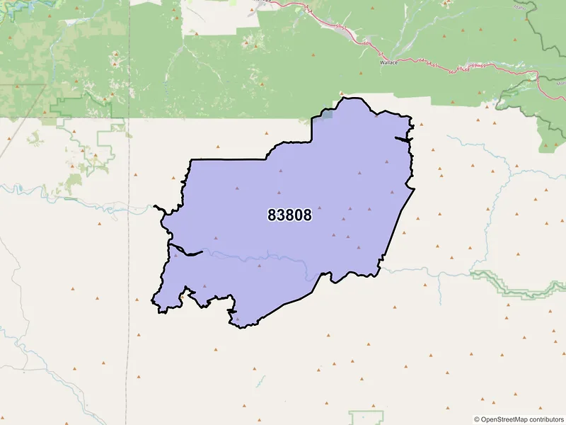 Map of ZIP Code 83808 — Calder, ID
