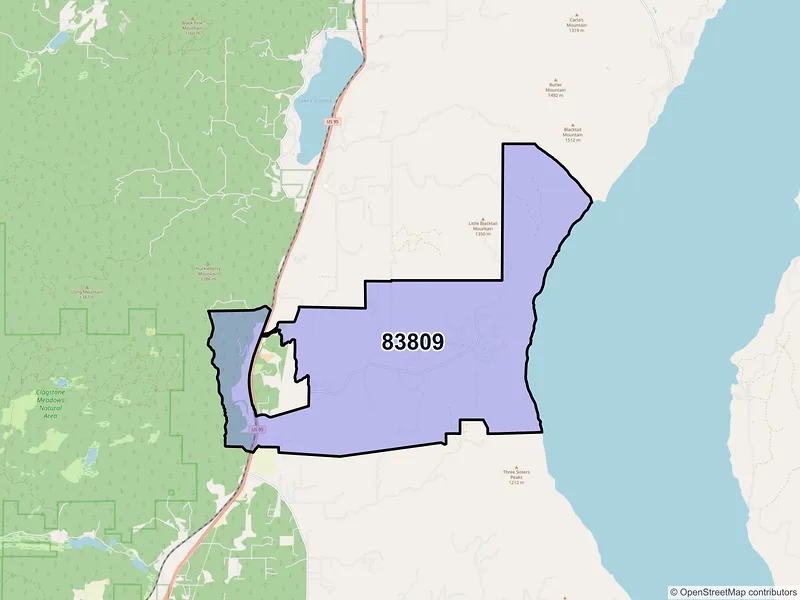 Map of Careywood, Idaho and ZIP codes