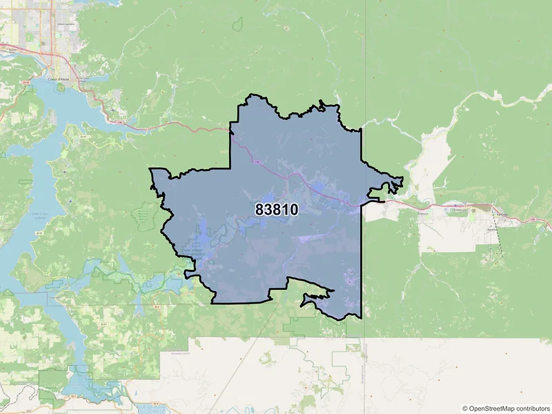 Map of ZIP Code 83810 — Cataldo, ID