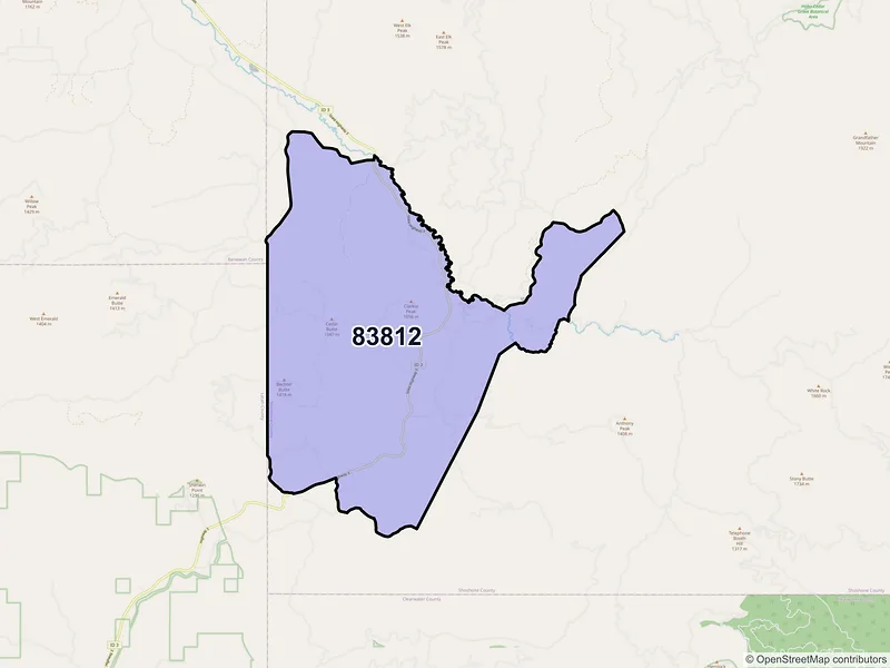 Map of ZIP Code 83812 — Clarkia, ID