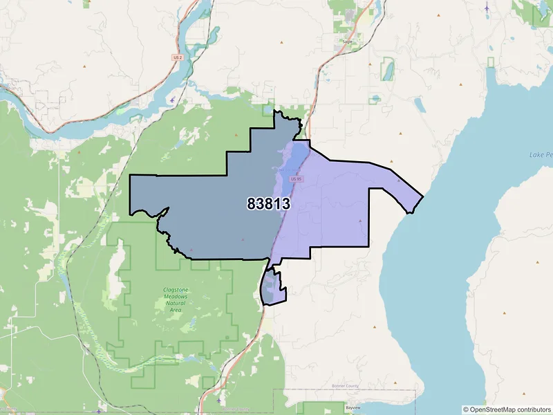 Map of ZIP Code 83813 — Cocolalla, ID