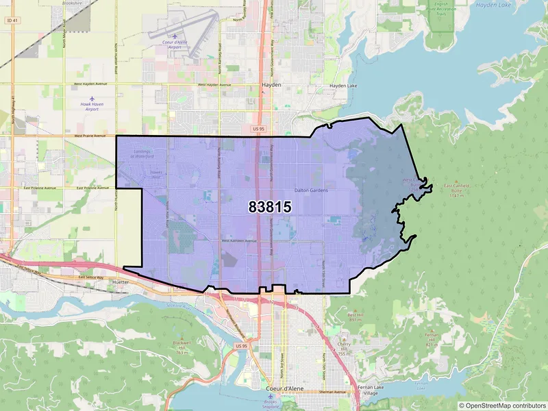 Map of ZIP Code 83815 — Coeur D Alene, ID