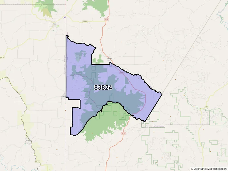 Map of ZIP Code 83824 — Desmet, ID