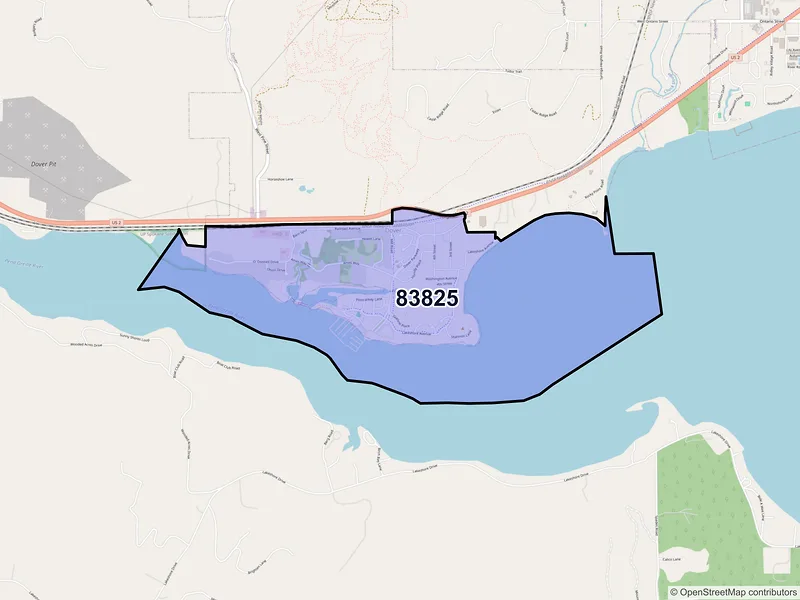Map of Dover, Idaho and ZIP codes