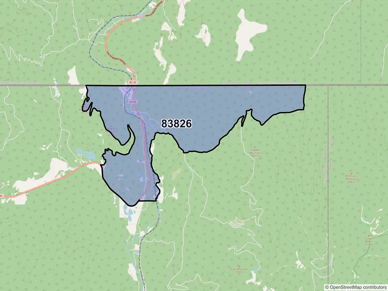 Map of Eastport, Idaho and ZIP codes