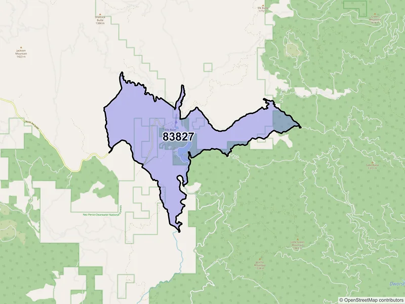 Map of Elk River, Idaho and ZIP codes
