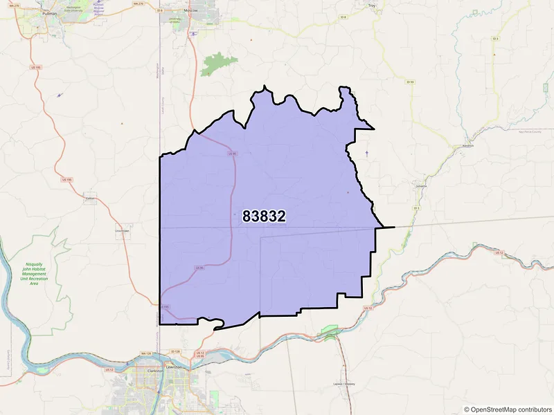 Map of ZIP Code 83832 — Genesee, ID