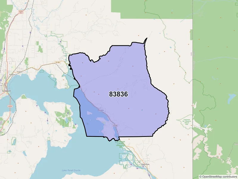 Map of ZIP Code 83836 — Hope, ID