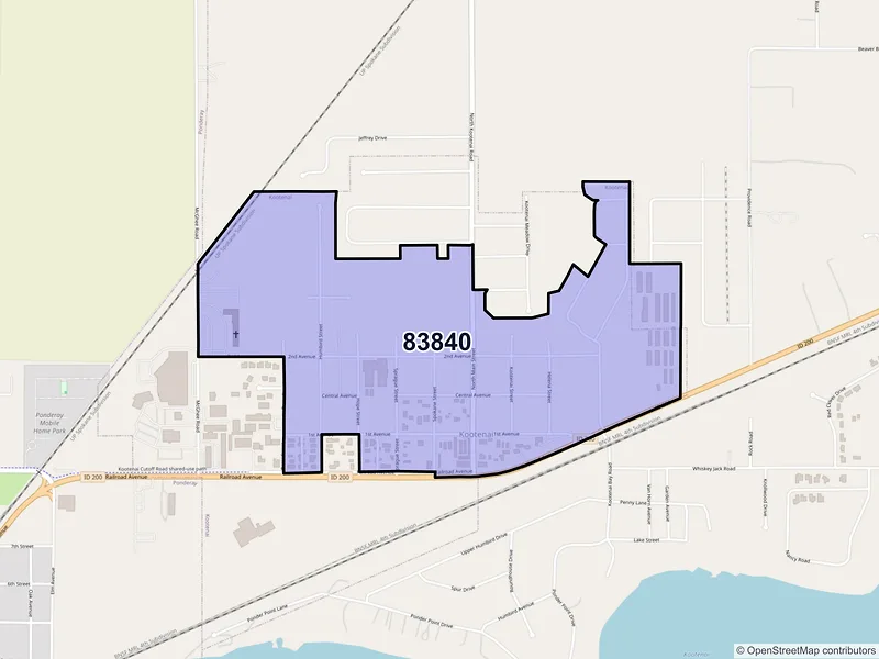 Map of Kootenai, Idaho and ZIP codes
