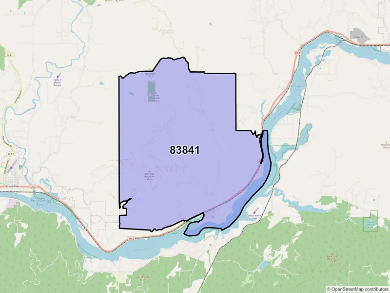 Map of Laclede, Idaho and ZIP codes