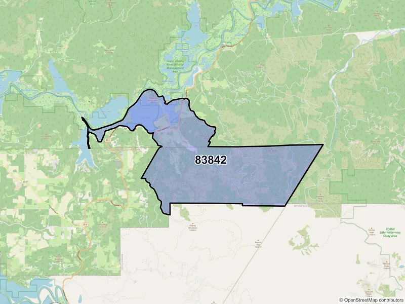 Map of ZIP Code 83842 — Medimont, ID