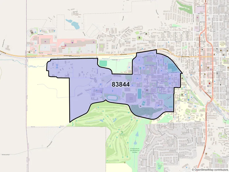 Map of ZIP Code 83844 — Moscow, ID