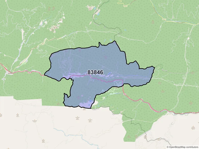 Map of ZIP Code 83846 — Mullan, ID