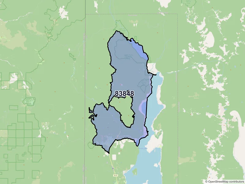 Map of ZIP Code 83848 — Nordman, ID