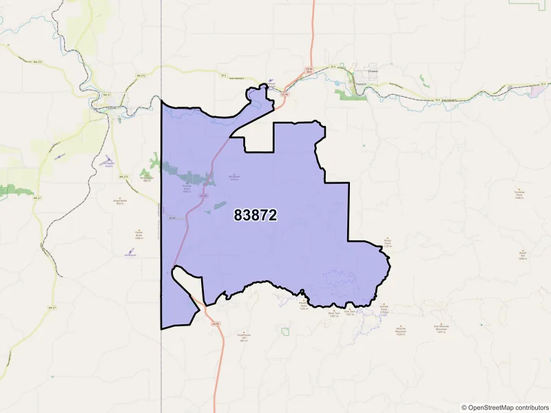 Map of Viola, Idaho and ZIP codes