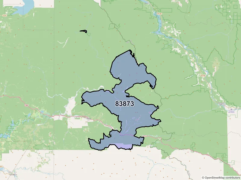 Map of ZIP Code 83873 — Wallace, ID