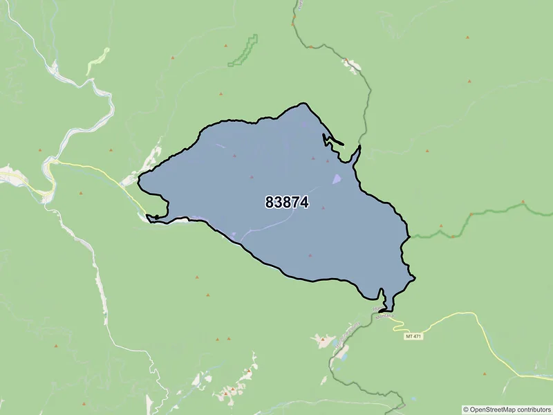 Map of ZIP Code 83874 — Murray, ID