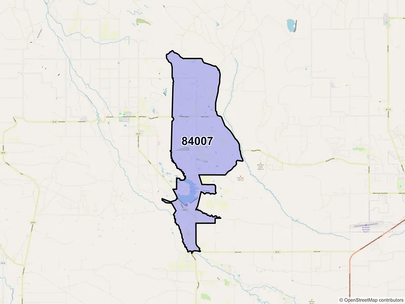 Map of ZIP Code 84007 — Bluebell, UT