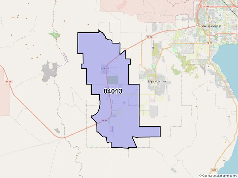 Map of ZIP Code 84013 — Cedar Valley, UT