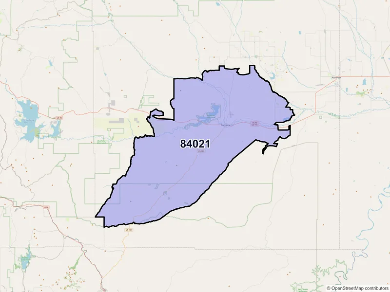 Map of ZIP Code 84021 — Duchesne, UT