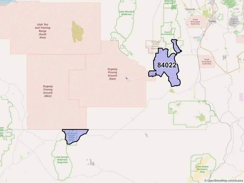 Map of ZIP Code 84022 — Dugway, UT