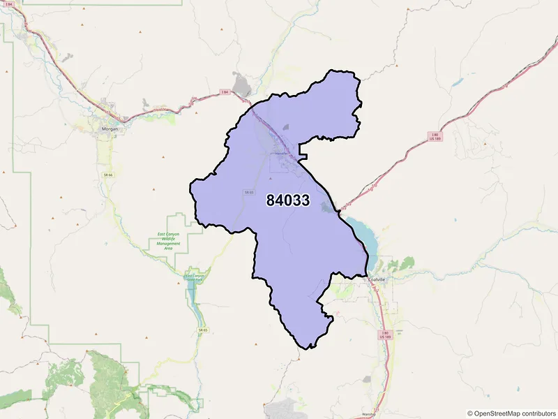 Map of Henefer, Utah and ZIP codes