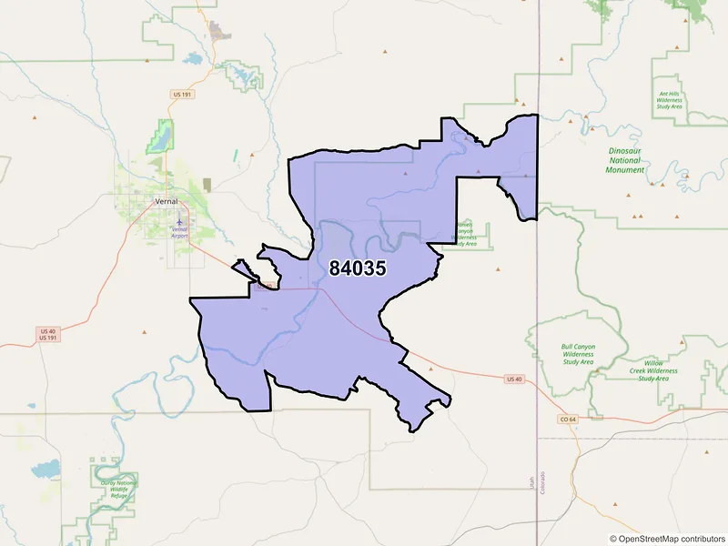 Map of Jensen, Utah and ZIP codes