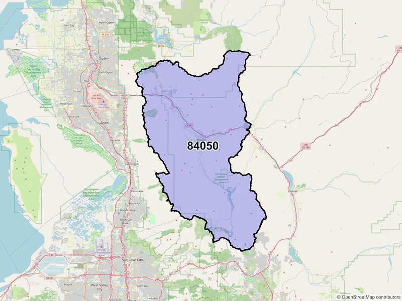 Map of Morgan, Utah and ZIP codes