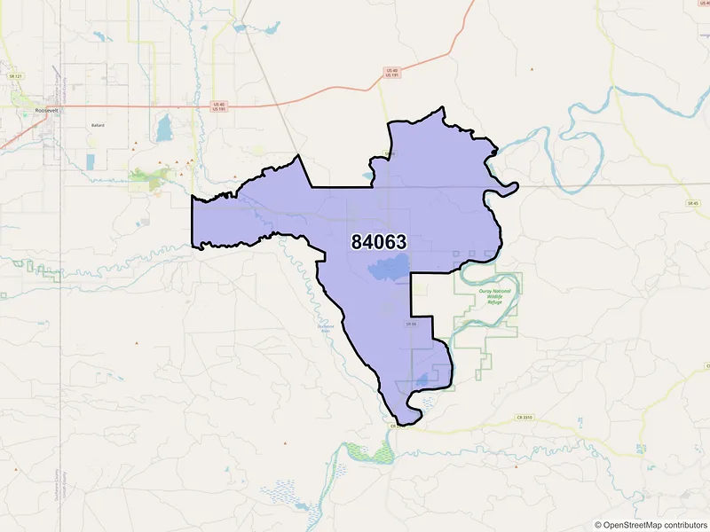 Map of ZIP Code 84063 — Randlett, UT