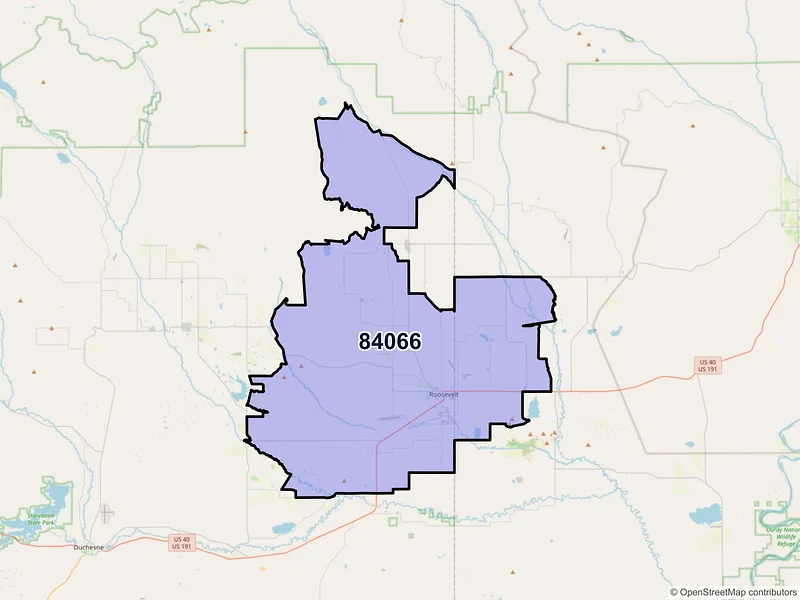 Map of ZIP Code 84066 — Roosevelt, UT