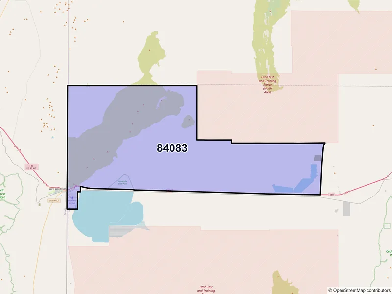 Map of ZIP Code 84083 — Wendover, UT