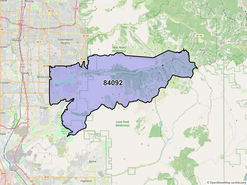 Map of ZIP Code 84092 — Sandy, UT
