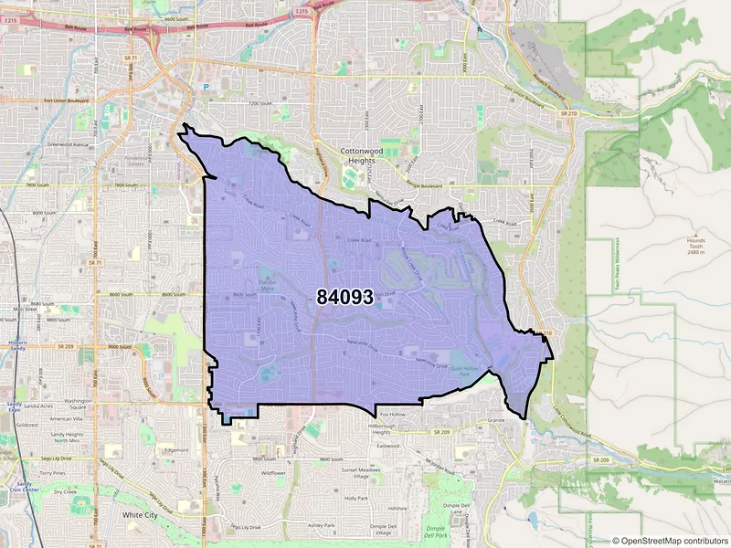 Map of ZIP Code 84093 — Sandy, UT