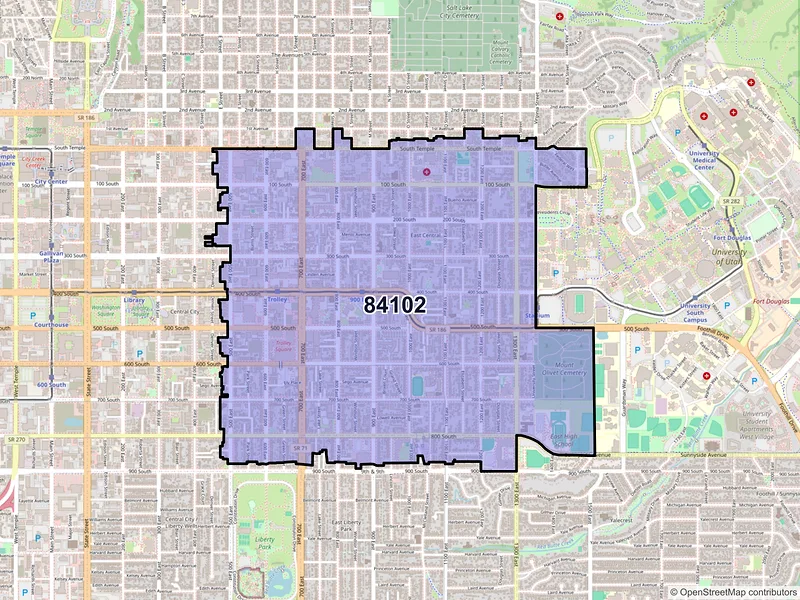 Map of ZIP Code 84102 — Salt Lake City, UT