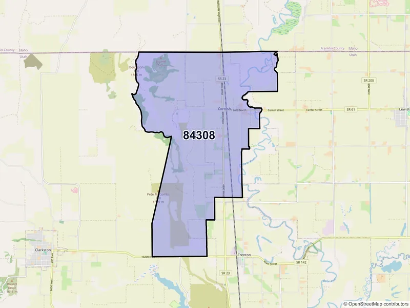Map of ZIP Code 84308 — Cornish, UT