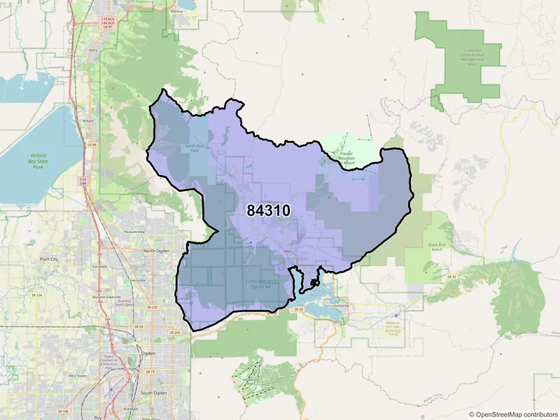 Map of Eden, Utah and ZIP codes
