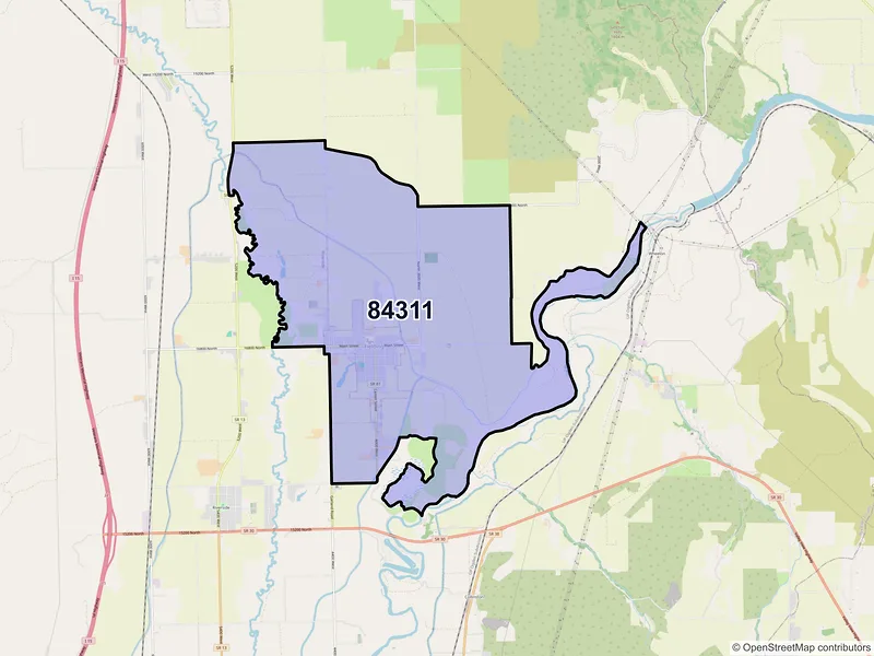Map of ZIP Code 84311 — Fielding, UT