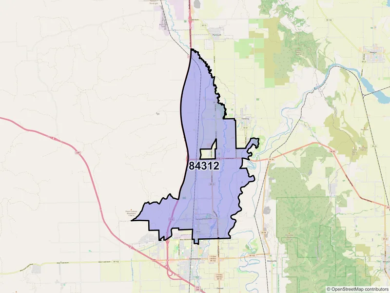 Map of Garland, Utah and ZIP codes