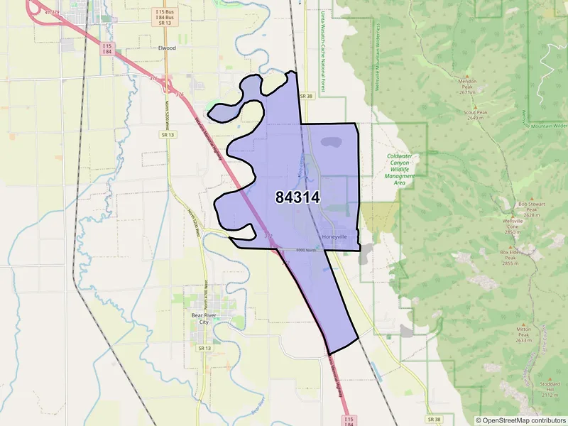 Map of ZIP Code 84314 — Honeyville, UT