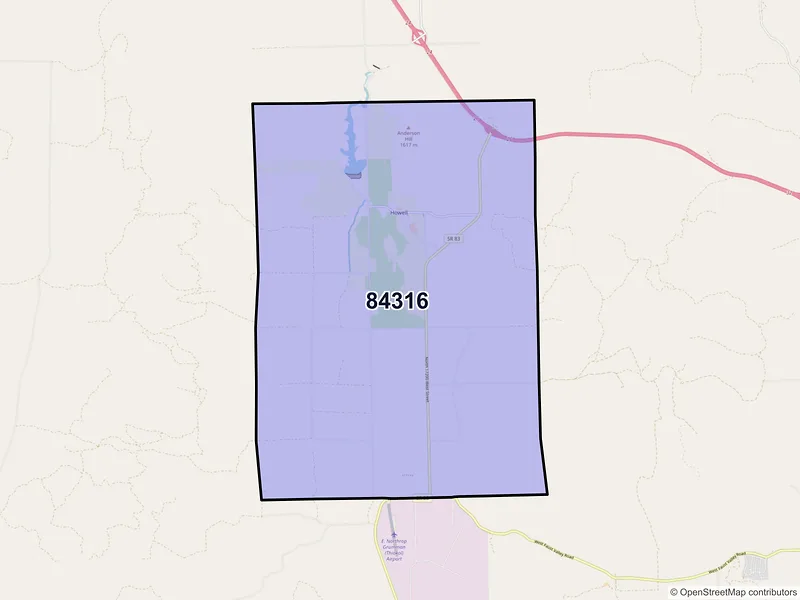 Map of Howell, Utah and ZIP codes