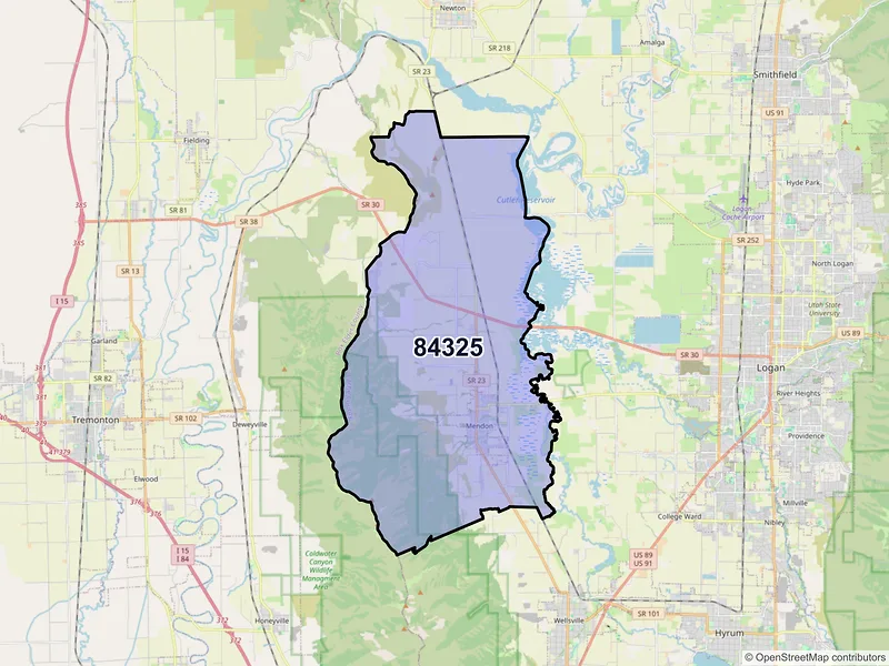 Map of ZIP Code 84325 — Mendon, UT