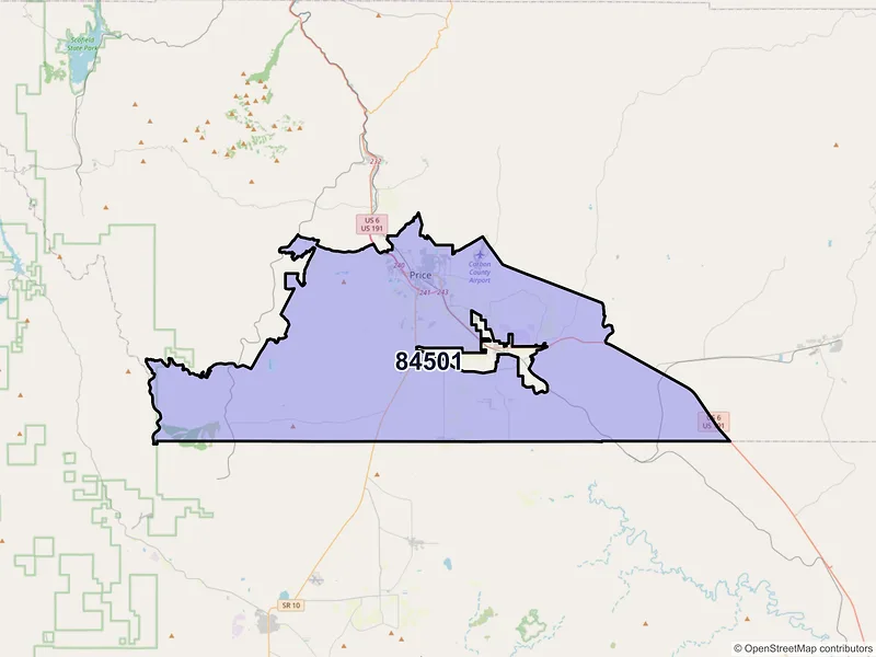 Map of ZIP Code 84501 — Price, UT